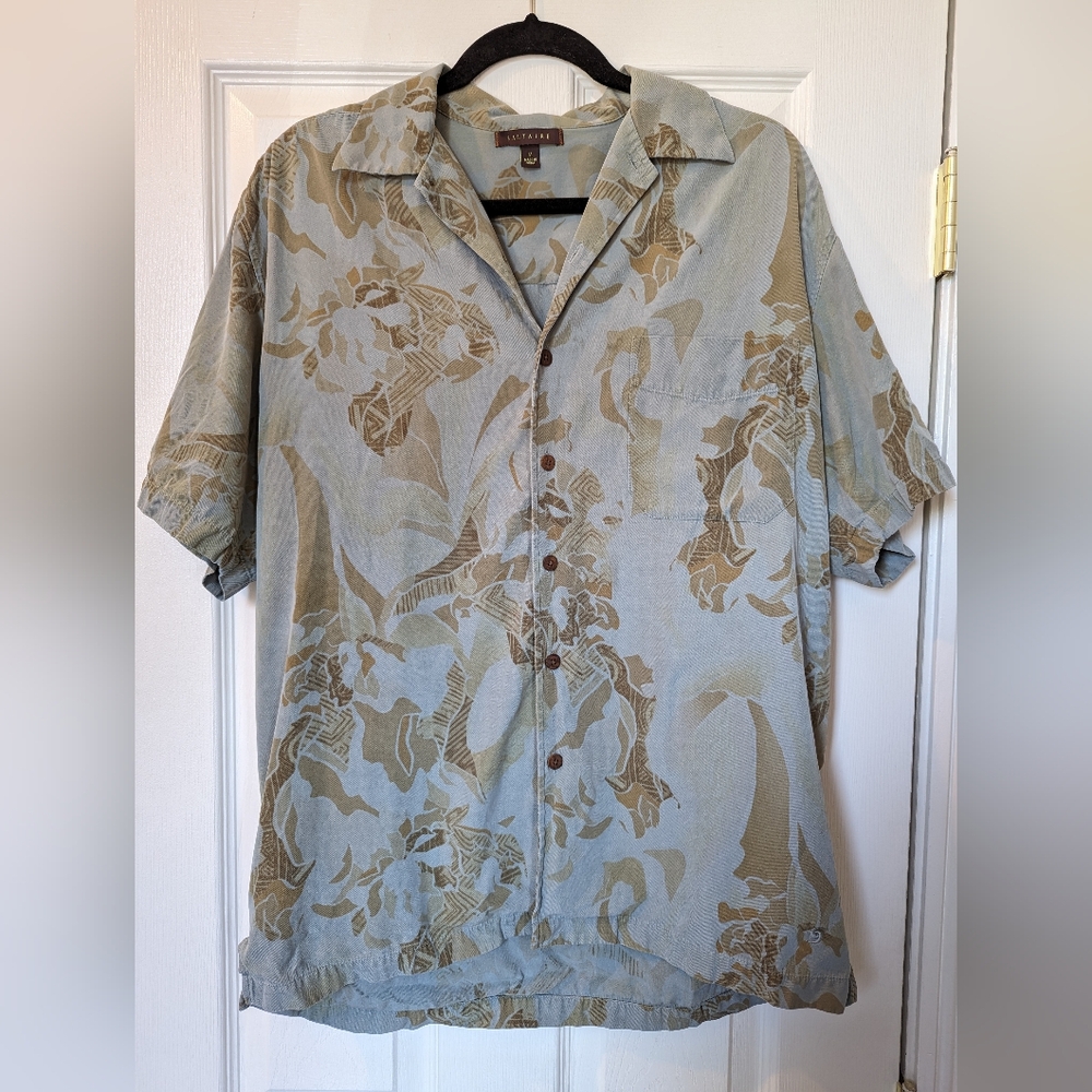 Silk Blend Short Sleeve Button Up
